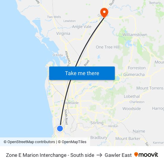 Zone E Marion Interchange - South side to Gawler East map