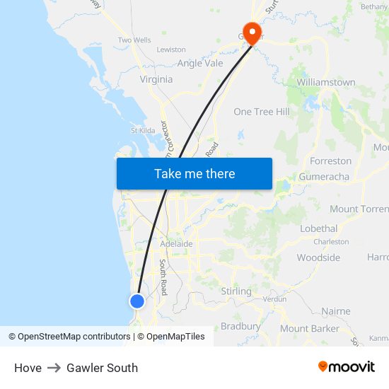 Hove to Gawler South map