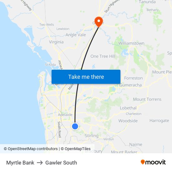 Myrtle Bank to Gawler South map