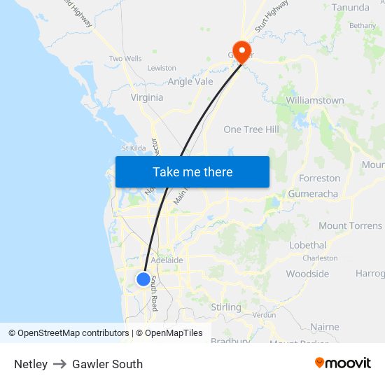 Netley to Gawler South map