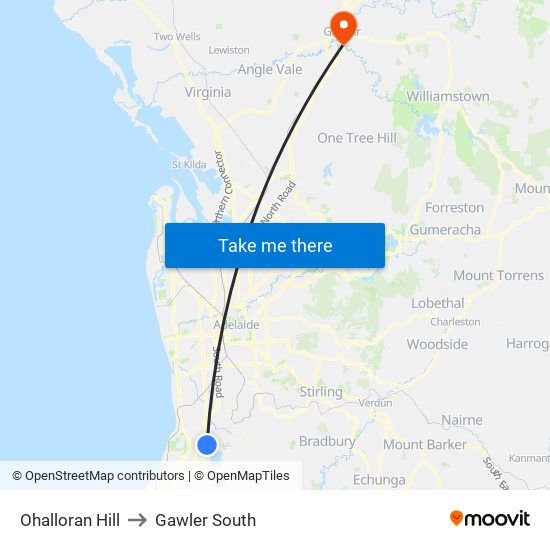 Ohalloran Hill to Gawler South map