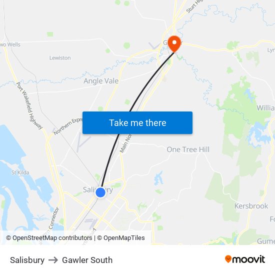 Salisbury to Gawler South map