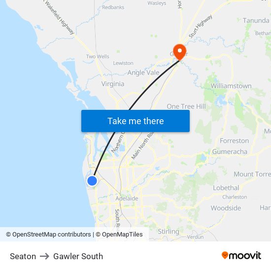 Seaton to Gawler South map