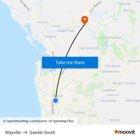 Wayville to Gawler South map