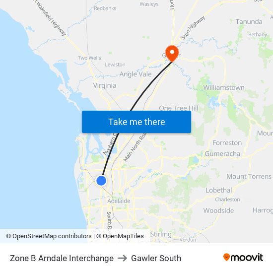 Zone B Arndale Interchange to Gawler South map