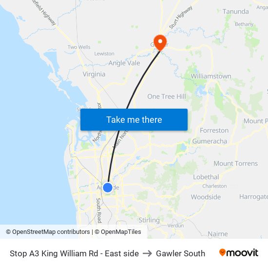 Stop A3 King William Rd - East side to Gawler South map