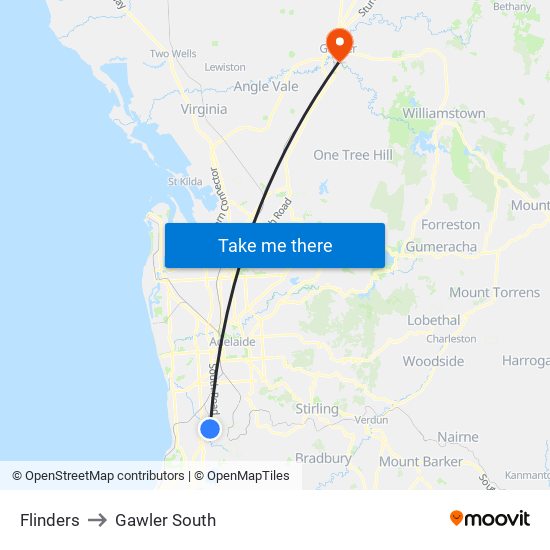 Flinders to Gawler South map