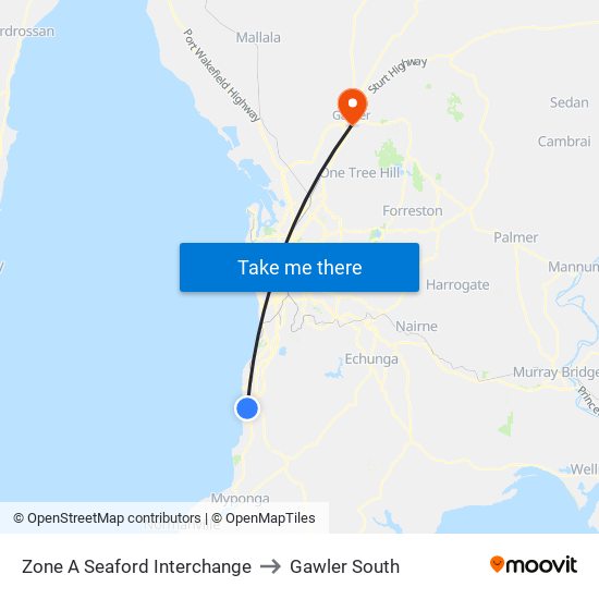 Zone A Seaford Interchange to Gawler South map