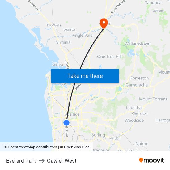 Everard Park to Gawler West map