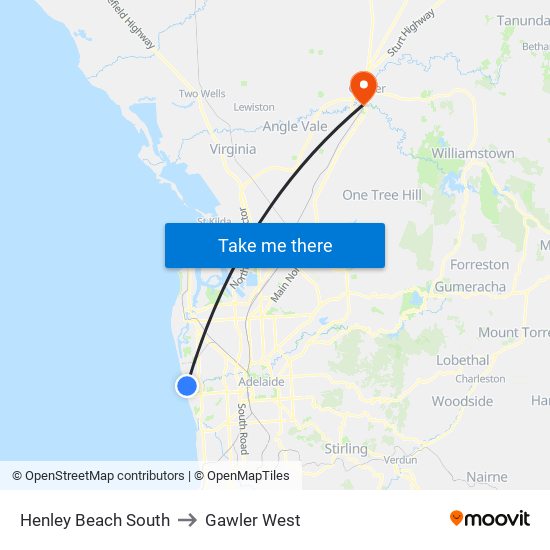 Henley Beach South to Gawler West map