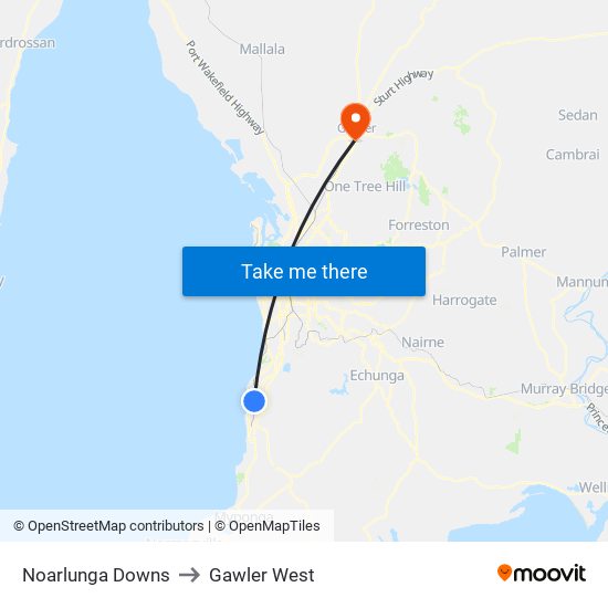 Noarlunga Downs to Gawler West map