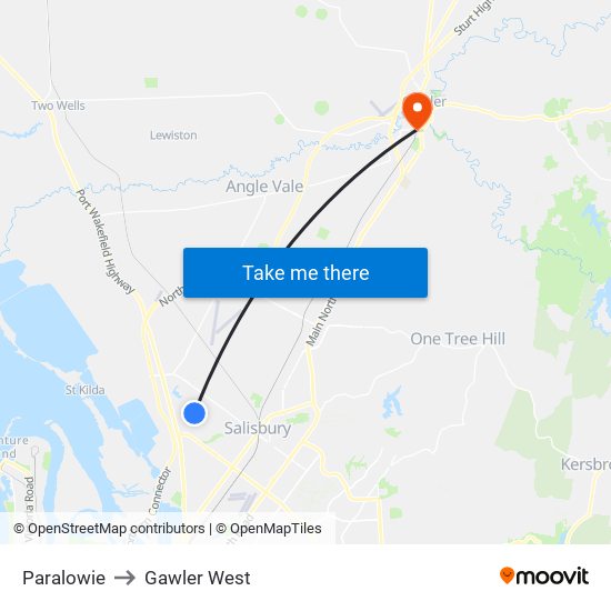 Paralowie to Gawler West map