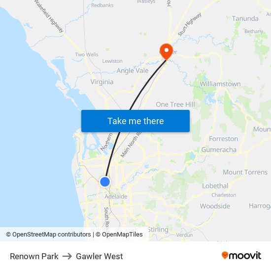 Renown Park to Gawler West map