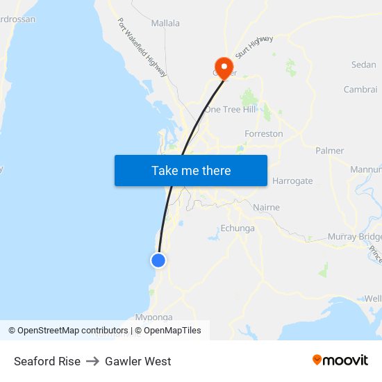 Seaford Rise to Gawler West map