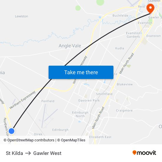 St Kilda to Gawler West map