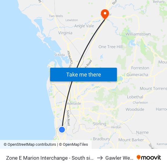 Zone E Marion Interchange - South side to Gawler West map