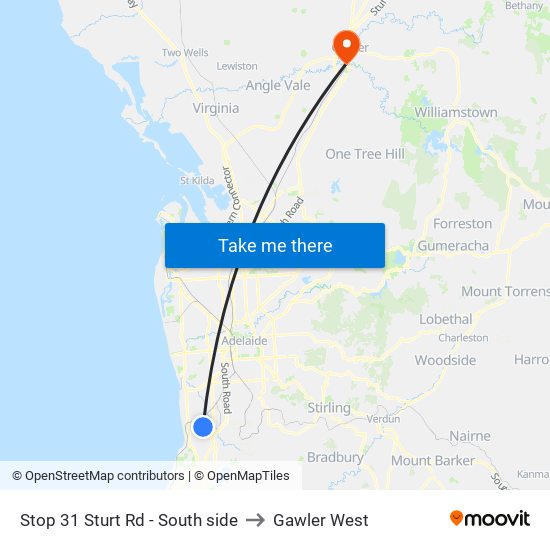 Stop 31 Sturt Rd - South side to Gawler West map