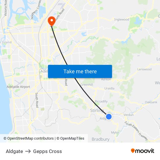 Aldgate to Gepps Cross map