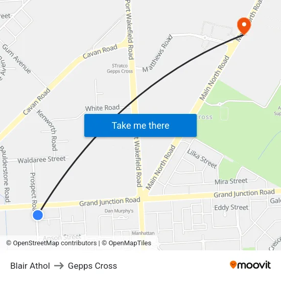 Blair Athol to Gepps Cross map