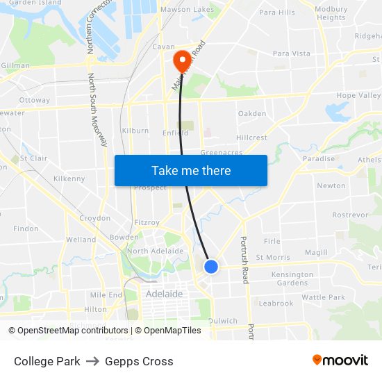 College Park to Gepps Cross map