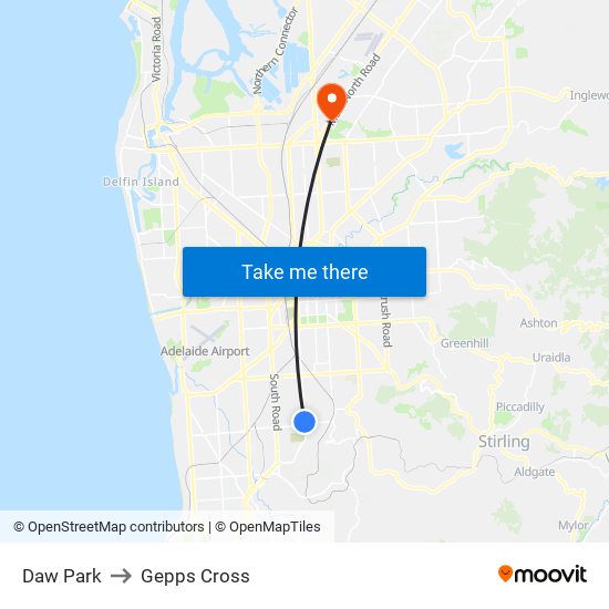 Daw Park to Gepps Cross map