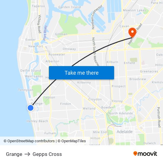 Grange to Gepps Cross map