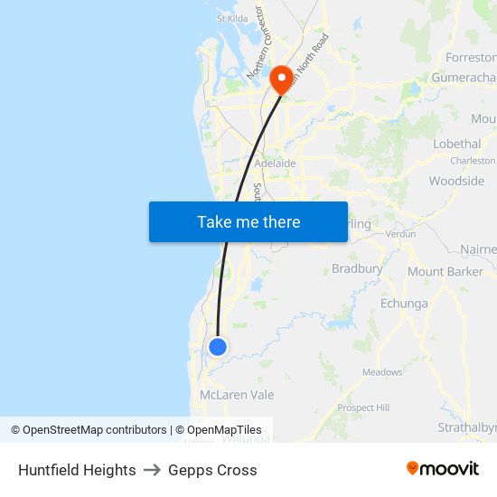 Huntfield Heights to Gepps Cross map