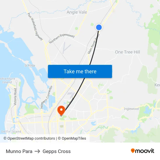 Munno Para to Gepps Cross map