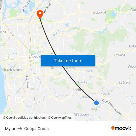 Mylor to Gepps Cross map
