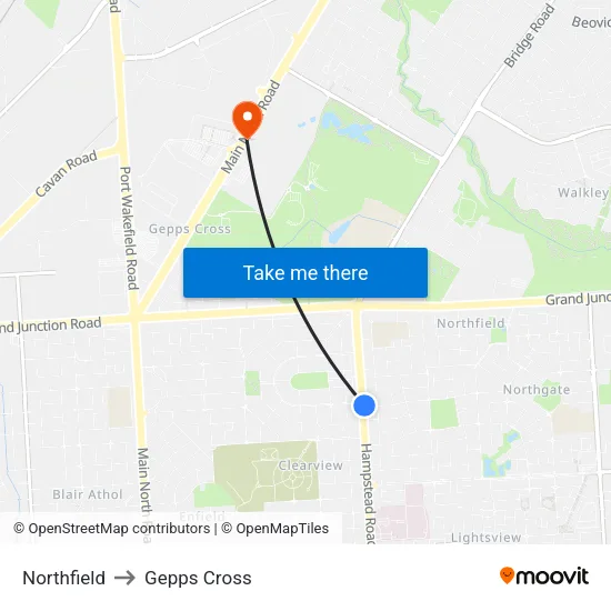 Northfield to Gepps Cross map