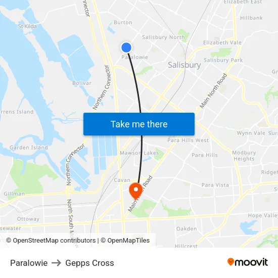 Paralowie to Gepps Cross map
