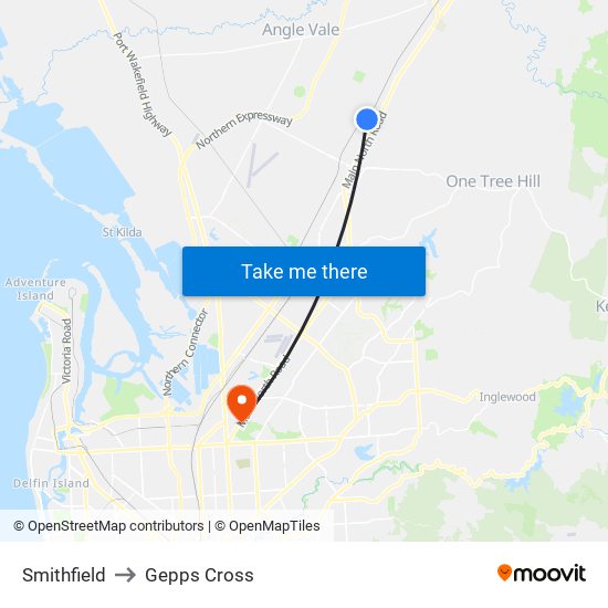 Smithfield to Gepps Cross map