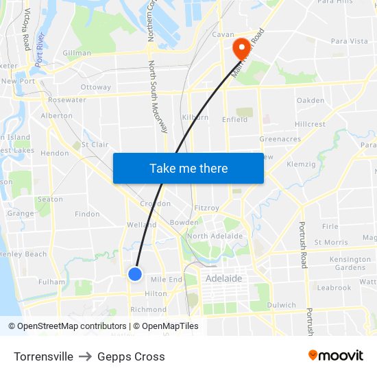 Torrensville to Gepps Cross map