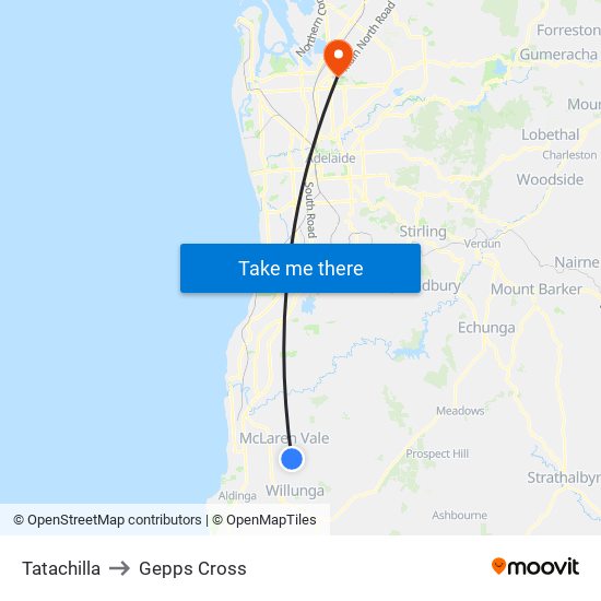 Tatachilla to Gepps Cross map