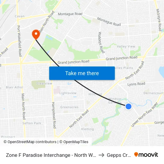 Zone F Paradise Interchange - North West side to Gepps Cross map