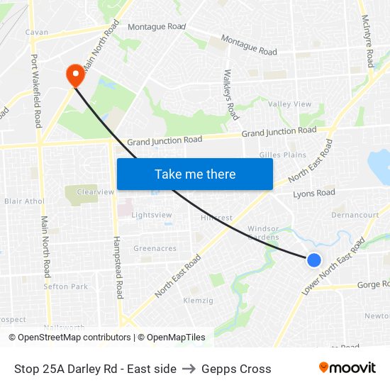 Stop 25A Darley Rd - East side to Gepps Cross map
