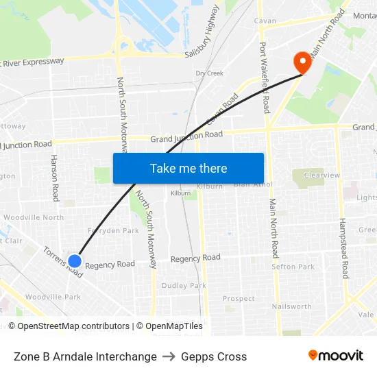 Zone B Arndale Interchange to Gepps Cross map