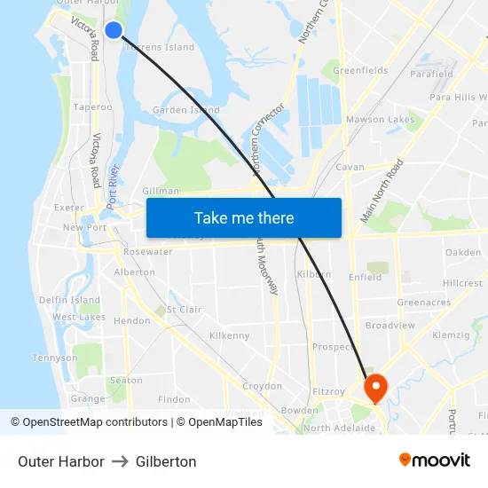 Outer Harbor to Gilberton map