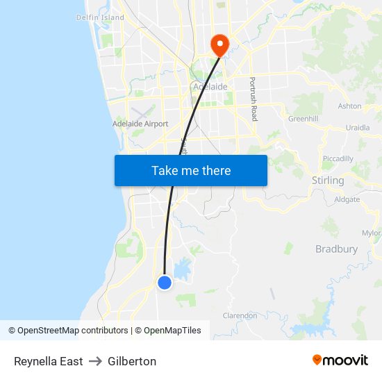 Reynella East to Gilberton map