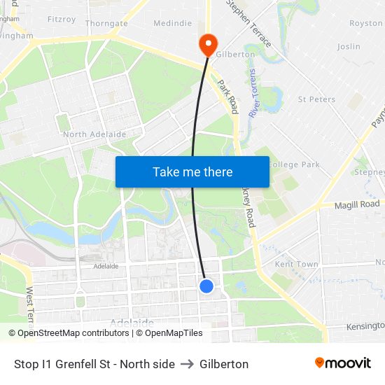 Stop I1 Grenfell St - North side to Gilberton map