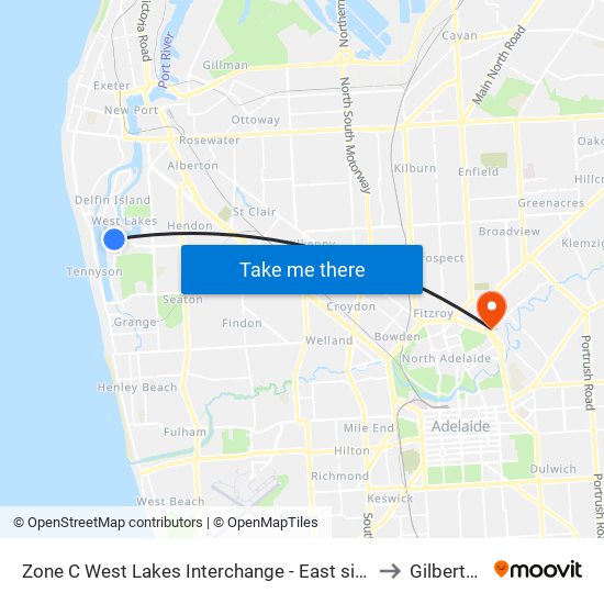 Zone C West Lakes Interchange - East side to Gilberton map