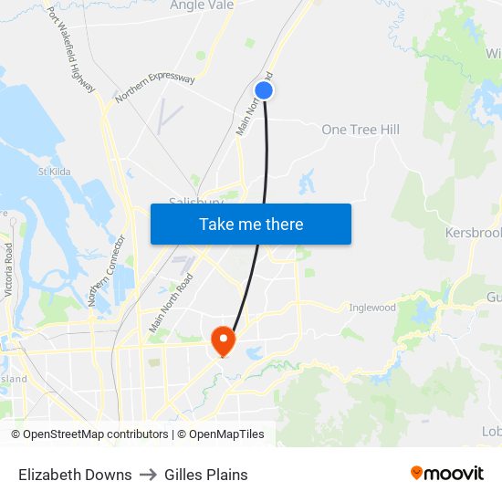 Elizabeth Downs to Gilles Plains map