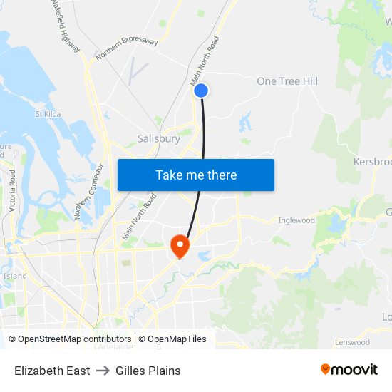 Elizabeth East to Gilles Plains map