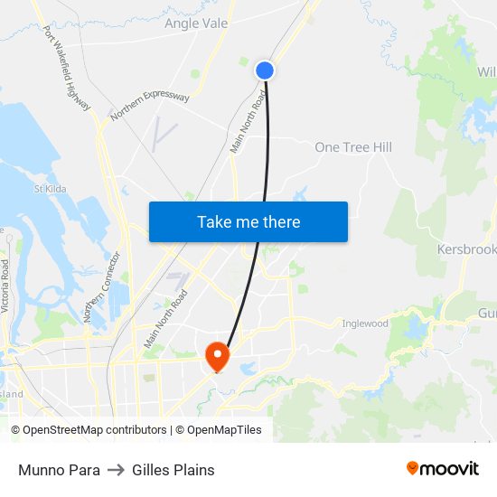 Munno Para to Gilles Plains map