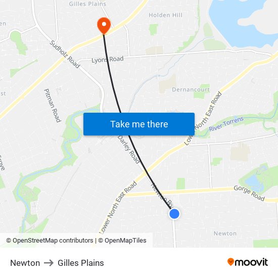 Newton to Gilles Plains map