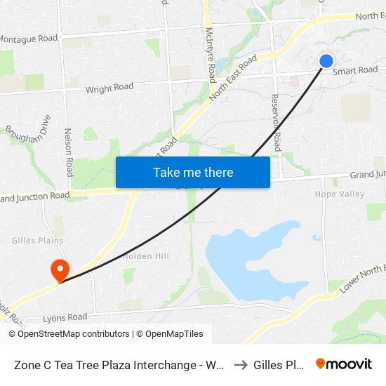 Zone C Tea Tree Plaza Interchange - West side to Gilles Plains map