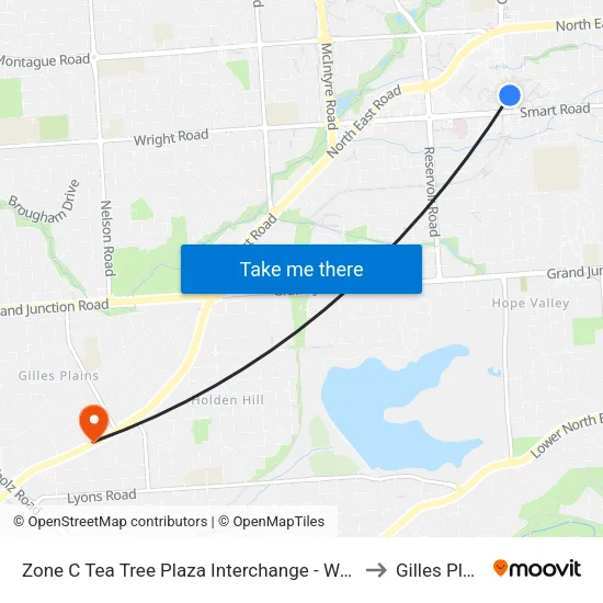 Zone C Tea Tree Plaza Interchange - West side to Gilles Plains map
