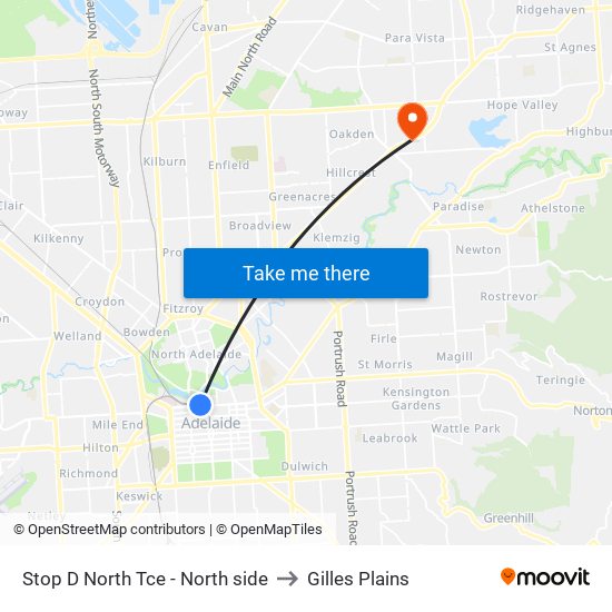 Stop D North Tce - North side to Gilles Plains map