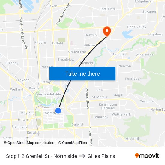 Stop H2 Grenfell St - North side to Gilles Plains map