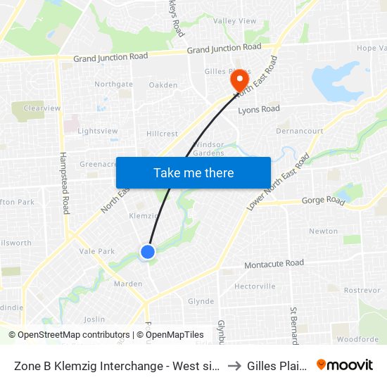 Zone B Klemzig Interchange - West side to Gilles Plains map